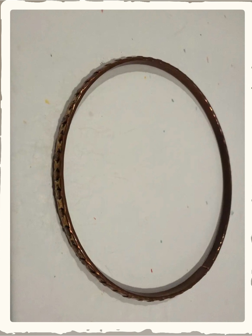 Textured Metal Bangle Bracelet - Brown/Gold Tone